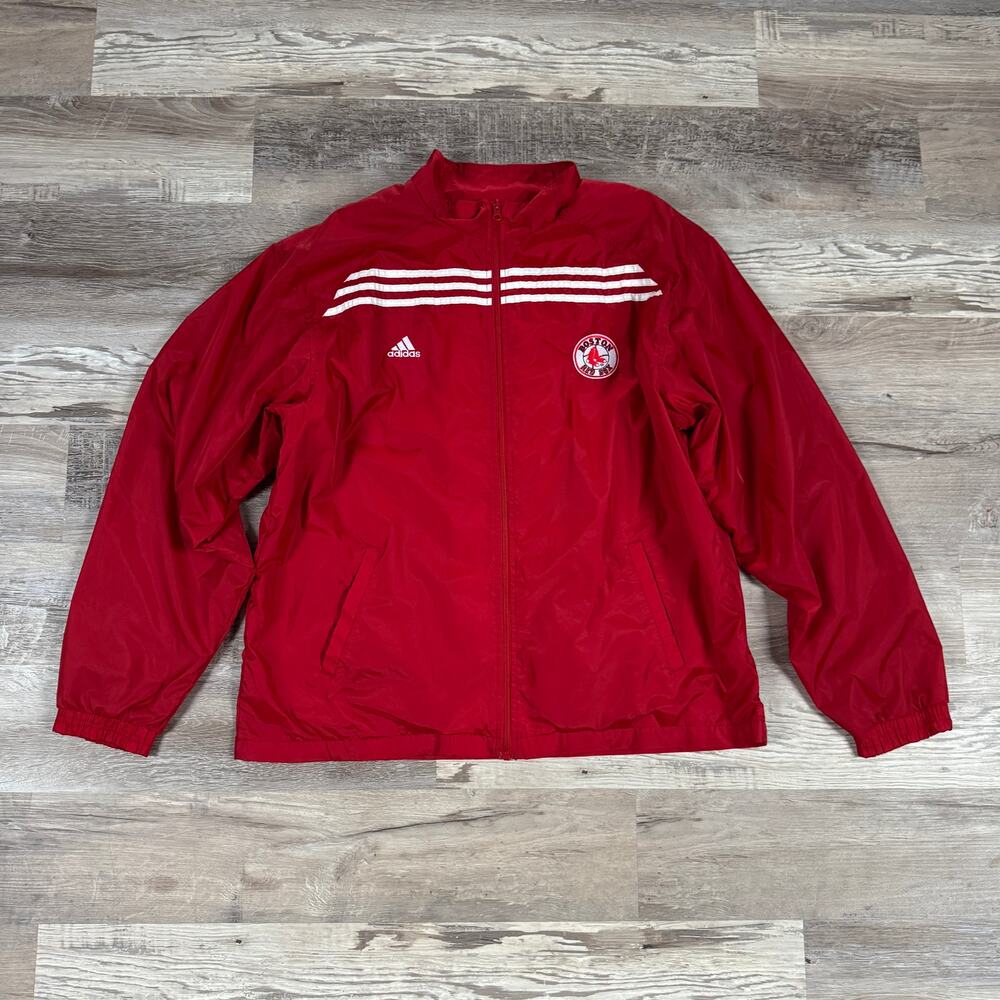 Vintage Y2K Adidas Boston Red Sox Windbreaker Jacket MLB Baseball Streetwear XL